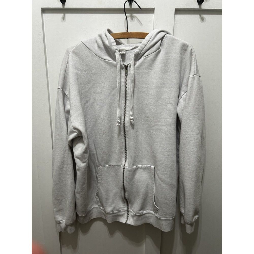 Full Tilt Jacket Full Zip Up White Sz Large Womens Dainty Comfort Warm Up Staple